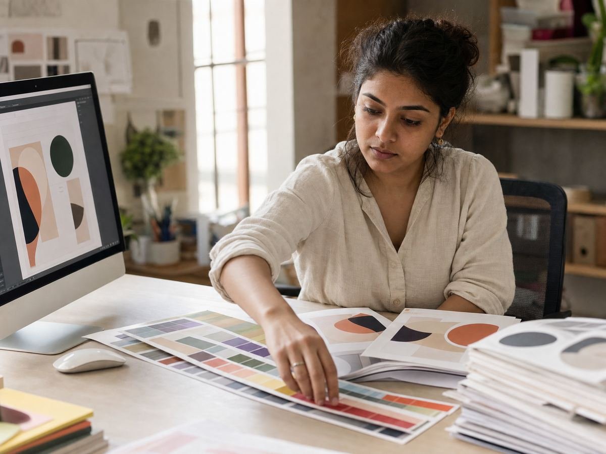 A designer selecting a colour palette for a brand identity